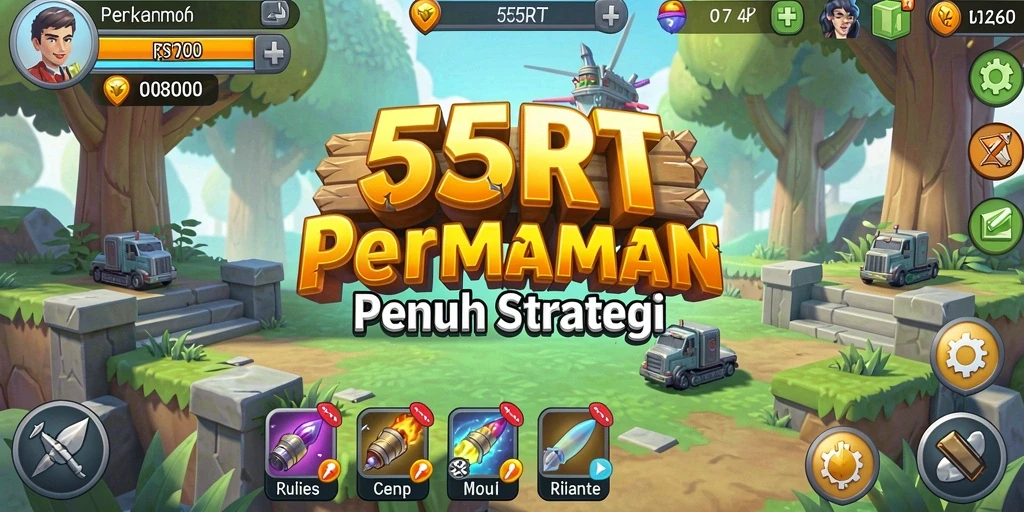 Screenshot gameplay 55RT menunjukkan momen strategi kunci dalam permainan Idle.