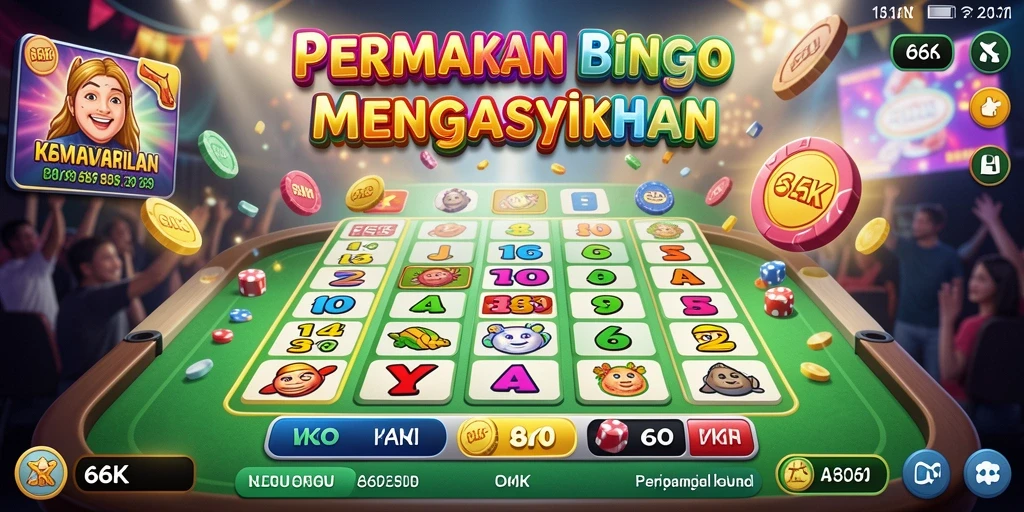 Menampilkan gameplay seru dalam permainan Bingo 66K.