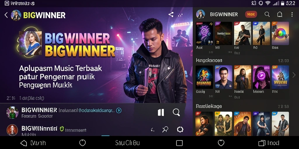 Tangkapan layar menunjukkan gameplay seru BIGWINNER dengan berbagai tantangan musik.