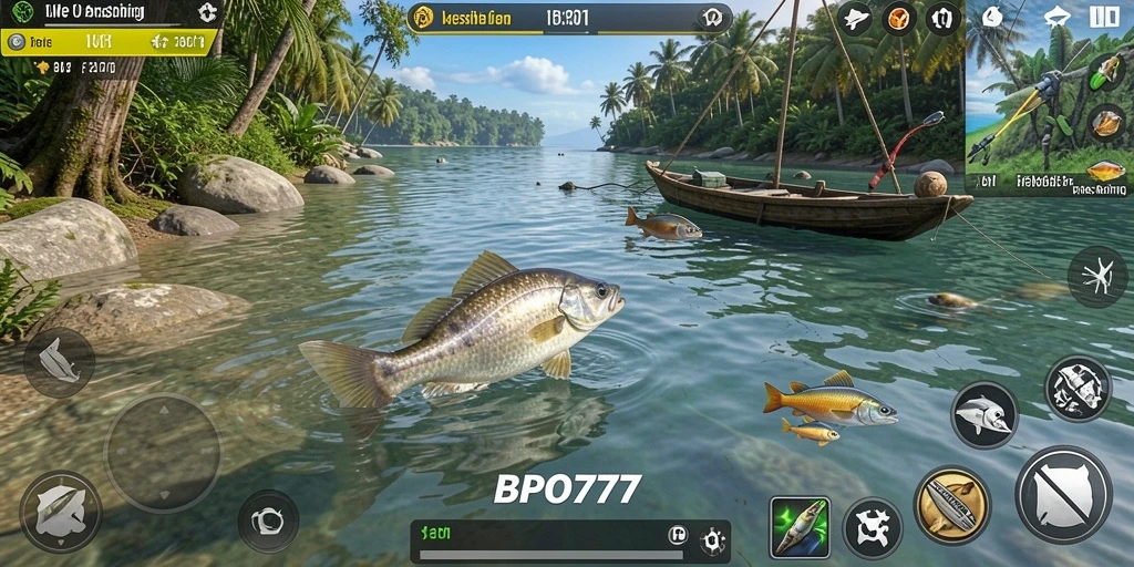 Tampilan gameplay BPO777 menunjukkan pengalaman memancing yang seru.