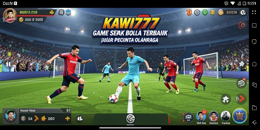 Screenshot KAWI777 menampilkan aksi mendebarkan dalam permainan sepak bola.