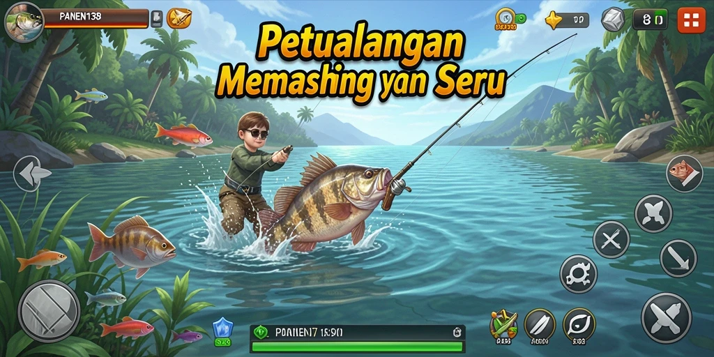 Screenshot utama PANEN138 menampilkan gameplay memancing yang menarik.