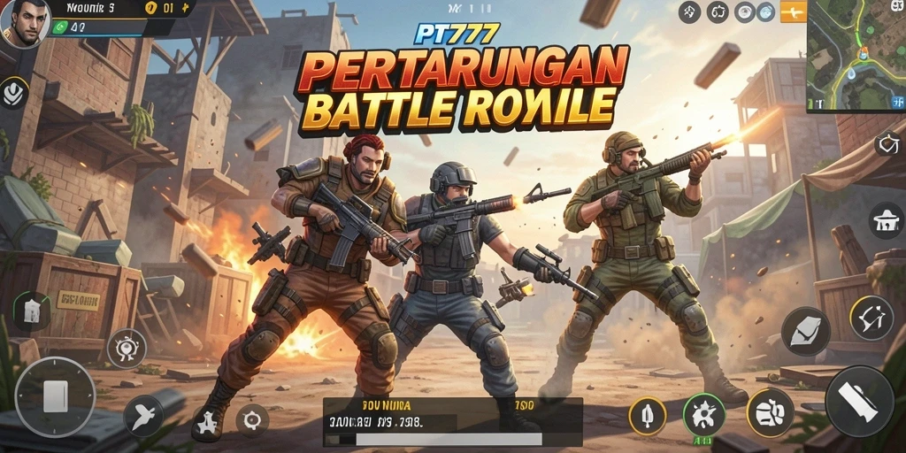 Gameplay seru PT777 dengan aksi Battle Royale yang menegangkan.