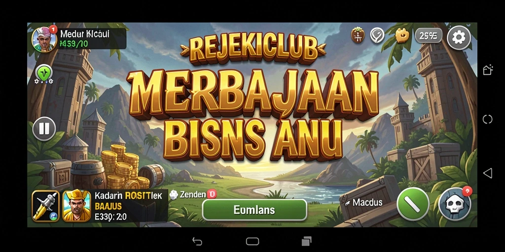 Tangkapan layar yang menampilkan gameplay dinamis dan strategi bisnis di REJEKICLUB.