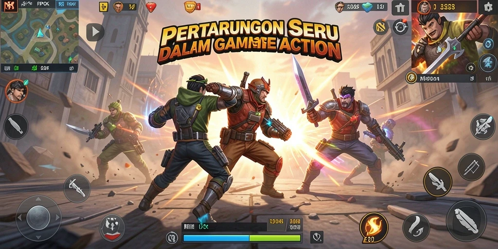 Screenshot utama menunjukkan aksi pertarungan seru dalam RPOK.