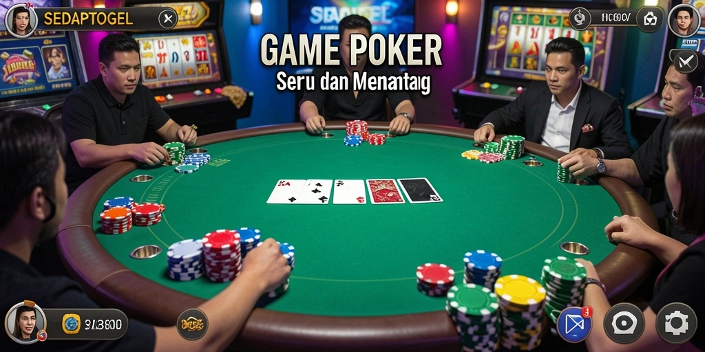 Screenshot gameplay SEDAPTOGEL yang menunjukkan keseruan permainan poker.